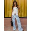 imageCicy Bell Womens Strapless Denim Vest Summer Button Down Jean Tube Tops Y2k Going Out Fitted Bandeau Shirts WaistcoatWhite