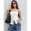 imageCicy Bell Womens Strapless Denim Vest Summer Button Down Jean Tube Tops Y2k Going Out Fitted Bandeau Shirts WaistcoatWhite