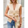 imageCicy Bell Womens V Neck Sweater Vest Dressy Casual Knit Sleeveless Shirts Slim Fit Lightweight Button TopsApricot