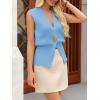 imageCicy Bell Womens V Neck Sweater Vest Dressy Casual Knit Sleeveless Shirts Slim Fit Lightweight Button TopsBlue