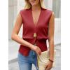 imageCicy Bell Womens V Neck Sweater Vest Dressy Casual Knit Sleeveless Shirts Slim Fit Lightweight Button TopsBurgundy