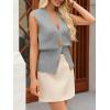 imageCicy Bell Womens V Neck Sweater Vest Dressy Casual Knit Sleeveless Shirts Slim Fit Lightweight Button TopsGrey