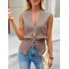 imageCicy Bell Womens V Neck Sweater Vest Dressy Casual Knit Sleeveless Shirts Slim Fit Lightweight Button TopsKhaki