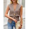 imageCicy Bell Womens V Neck Sweater Vest Dressy Casual Knit Sleeveless Shirts Slim Fit Lightweight Button TopsKhaki