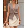 imageCicy Bell Womens V Neck Sweater Vest Dressy Casual Knit Sleeveless Shirts Slim Fit Lightweight Button TopsKhaki