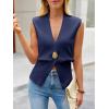 imageCicy Bell Womens V Neck Sweater Vest Dressy Casual Knit Sleeveless Shirts Slim Fit Lightweight Button TopsNavy Blue