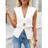 imageCicy Bell Womens V Neck Sweater Vest Dressy Casual Knit Sleeveless Shirts Slim Fit Lightweight Button TopsWhite