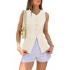 imageCicy Bell Womens Button Down Vest Tops Summer Fitted Sleeveless Tank Tops Dressy Casual Business WaistcoatApricot