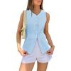 imageCicy Bell Womens Button Down Vest Tops Summer Fitted Sleeveless Tank Tops Dressy Casual Business WaistcoatSky Blue
