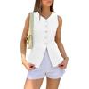 imageCicy Bell Womens Button Down Vest Tops Summer Fitted Sleeveless Tank Tops Dressy Casual Business WaistcoatWhite