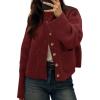 imageCicy Bell Womens Chunky Knit Cardigan Sweaters Button Down Mock Neck Open Front Jacket Winter Casual Outerwear with PocketsWine Red