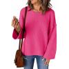 imageCicy Bell Womens Oversized Crew Neck Sweater Fall Long Sleeve Knit Tops Trendy Casual Loose Fit Pullover SweatersRose Red