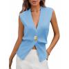 imageCicy Bell Womens V Neck Sweater Vest Dressy Casual Knit Sleeveless Shirts Slim Fit Lightweight Button TopsBlue