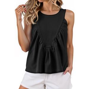 imageCicy Bell Womens Babydoll Peplum Denim Tank Tops Loose Fit Swing Flowy Shirred Sleeveless T Shirts Going Out Cute TeesBlack