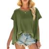 imageCicy Bell Women Oversized Batwing Short Sleeve Tops Summer Irregular Hem Casual T Shirts Loose Fit TeesArmy Green