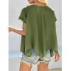 imageCicy Bell Women Oversized Batwing Short Sleeve Tops Summer Irregular Hem Casual T Shirts Loose Fit TeesArmy Green