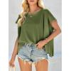 imageCicy Bell Women Oversized Batwing Short Sleeve Tops Summer Irregular Hem Casual T Shirts Loose Fit TeesArmy Green