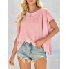 imageCicy Bell Women Oversized Batwing Short Sleeve Tops Summer Irregular Hem Casual T Shirts Loose Fit TeesLight Pink
