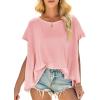 imageCicy Bell Women Oversized Batwing Short Sleeve Tops Summer Irregular Hem Casual T Shirts Loose Fit TeesLight Pink