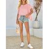 imageCicy Bell Women Oversized Batwing Short Sleeve Tops Summer Irregular Hem Casual T Shirts Loose Fit TeesLight Pink