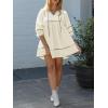 imageCicy Bell Womens Babydoll Mini Dresses 34 Puff Sleeve V Neck Dress Casual Loose Fit Patchwork Pleated Swing Vacation OutfitsBeige