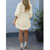 imageCicy Bell Womens Babydoll Mini Dresses 34 Puff Sleeve V Neck Dress Casual Loose Fit Patchwork Pleated Swing Vacation OutfitsBeige