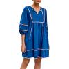 imageCicy Bell Womens Babydoll Mini Dresses 34 Puff Sleeve V Neck Dress Casual Loose Fit Patchwork Pleated Swing Vacation OutfitsBlue