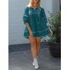 imageCicy Bell Womens Babydoll Mini Dresses 34 Puff Sleeve V Neck Dress Casual Loose Fit Patchwork Pleated Swing Vacation OutfitsGreen