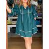 imageCicy Bell Womens Babydoll Mini Dresses 34 Puff Sleeve V Neck Dress Casual Loose Fit Patchwork Pleated Swing Vacation OutfitsGreen