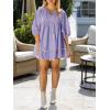imageCicy Bell Womens Babydoll Mini Dresses 34 Puff Sleeve V Neck Dress Casual Loose Fit Patchwork Pleated Swing Vacation OutfitsLight Purple