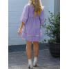 imageCicy Bell Womens Babydoll Mini Dresses 34 Puff Sleeve V Neck Dress Casual Loose Fit Patchwork Pleated Swing Vacation OutfitsLight Purple