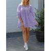 imageCicy Bell Womens Babydoll Mini Dresses 34 Puff Sleeve V Neck Dress Casual Loose Fit Patchwork Pleated Swing Vacation OutfitsLight Purple