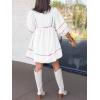 imageCicy Bell Womens Babydoll Mini Dresses 34 Puff Sleeve V Neck Dress Casual Loose Fit Patchwork Pleated Swing Vacation OutfitsWhite