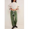 imageCicy Bell Womens Baggy Barrel Horseshoe Jeans Wide Leg Drawstring Vintage Denim Pants with Front PocketsArmy Green