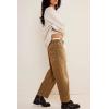 imageCicy Bell Womens Baggy Barrel Horseshoe Jeans Wide Leg Drawstring Vintage Denim Pants with Front PocketsBrown
