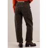 imageCicy Bell Womens Baggy Barrel Horseshoe Jeans Wide Leg Drawstring Vintage Denim Pants with Front PocketsLeopard Khaki