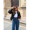 imageCicy Bell Womens Balloon Long Sleeve Blazer Cropped Collarless Button Down Suit Jackets Business Casual Fall OuterwearBlack
