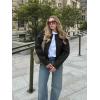 imageCicy Bell Womens Balloon Long Sleeve Blazer Cropped Collarless Button Down Suit Jackets Business Casual Fall OuterwearBlack