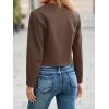 imageCicy Bell Womens Balloon Long Sleeve Blazer Cropped Collarless Button Down Suit Jackets Business Casual Fall OuterwearCoffee