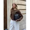 imageCicy Bell Womens Balloon Long Sleeve Blazer Cropped Collarless Button Down Suit Jackets Business Casual Fall OuterwearCoffee