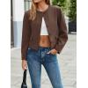 imageCicy Bell Womens Balloon Long Sleeve Blazer Cropped Collarless Button Down Suit Jackets Business Casual Fall OuterwearCoffee