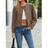 imageCicy Bell Womens Balloon Long Sleeve Blazer Cropped Collarless Button Down Suit Jackets Business Casual Fall OuterwearDark Khaki