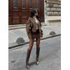 imageCicy Bell Womens Balloon Long Sleeve Blazer Cropped Collarless Button Down Suit Jackets Business Casual Fall OuterwearDark Khaki