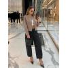 imageCicy Bell Womens Balloon Long Sleeve Blazer Cropped Collarless Button Down Suit Jackets Business Casual Fall OuterwearLight Khaki