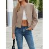 imageCicy Bell Womens Balloon Long Sleeve Blazer Cropped Collarless Button Down Suit Jackets Business Casual Fall OuterwearLight Khaki