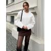imageCicy Bell Womens Balloon Long Sleeve Blazer Cropped Collarless Button Down Suit Jackets Business Casual Fall OuterwearWhite