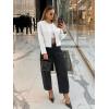imageCicy Bell Womens Balloon Long Sleeve Blazer Cropped Collarless Button Down Suit Jackets Business Casual Fall OuterwearWhite