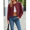imageCicy Bell Womens Balloon Long Sleeve Blazer Cropped Collarless Button Down Suit Jackets Business Casual Fall OuterwearWine Red