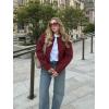 imageCicy Bell Womens Balloon Long Sleeve Blazer Cropped Collarless Button Down Suit Jackets Business Casual Fall OuterwearWine Red