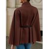 imageCicy Bell Womens Batwing Sleeve Poncho Pea Coats Oversized Belted Trendy Casual Stand Collar Cloak Cape CoatsCoffee